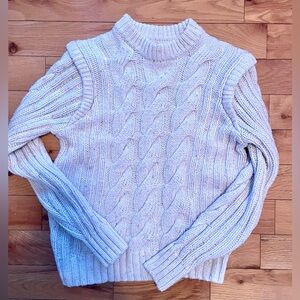 Women's Cable Knit Sweater - Cream and confetti